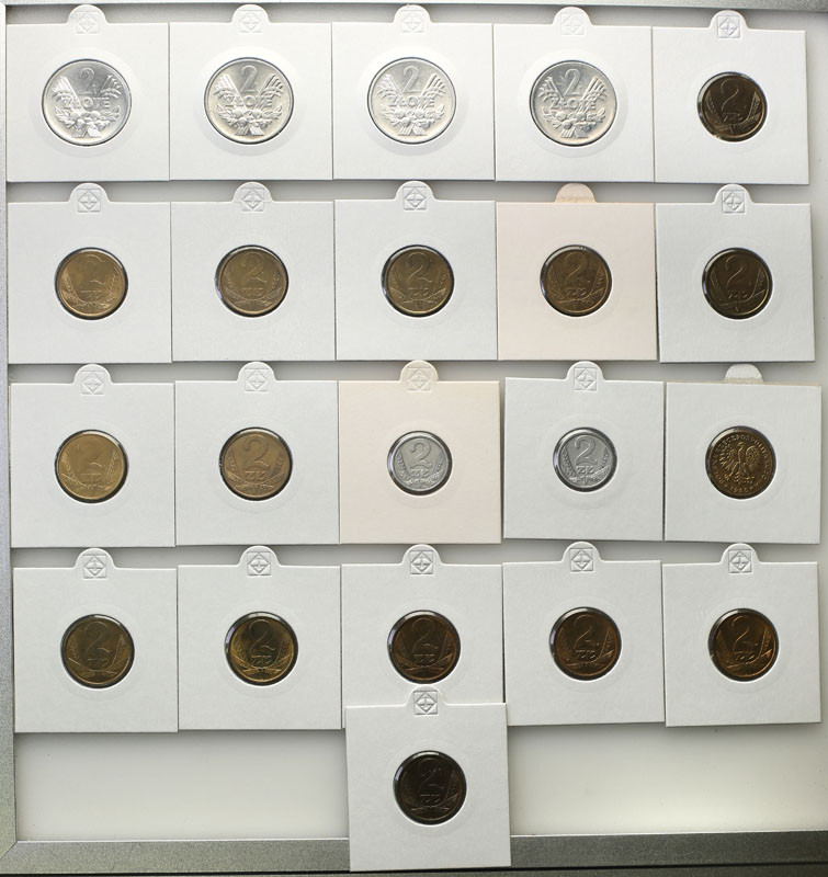 PRL. 2 złote 1970-1990, zestaw 21 monet